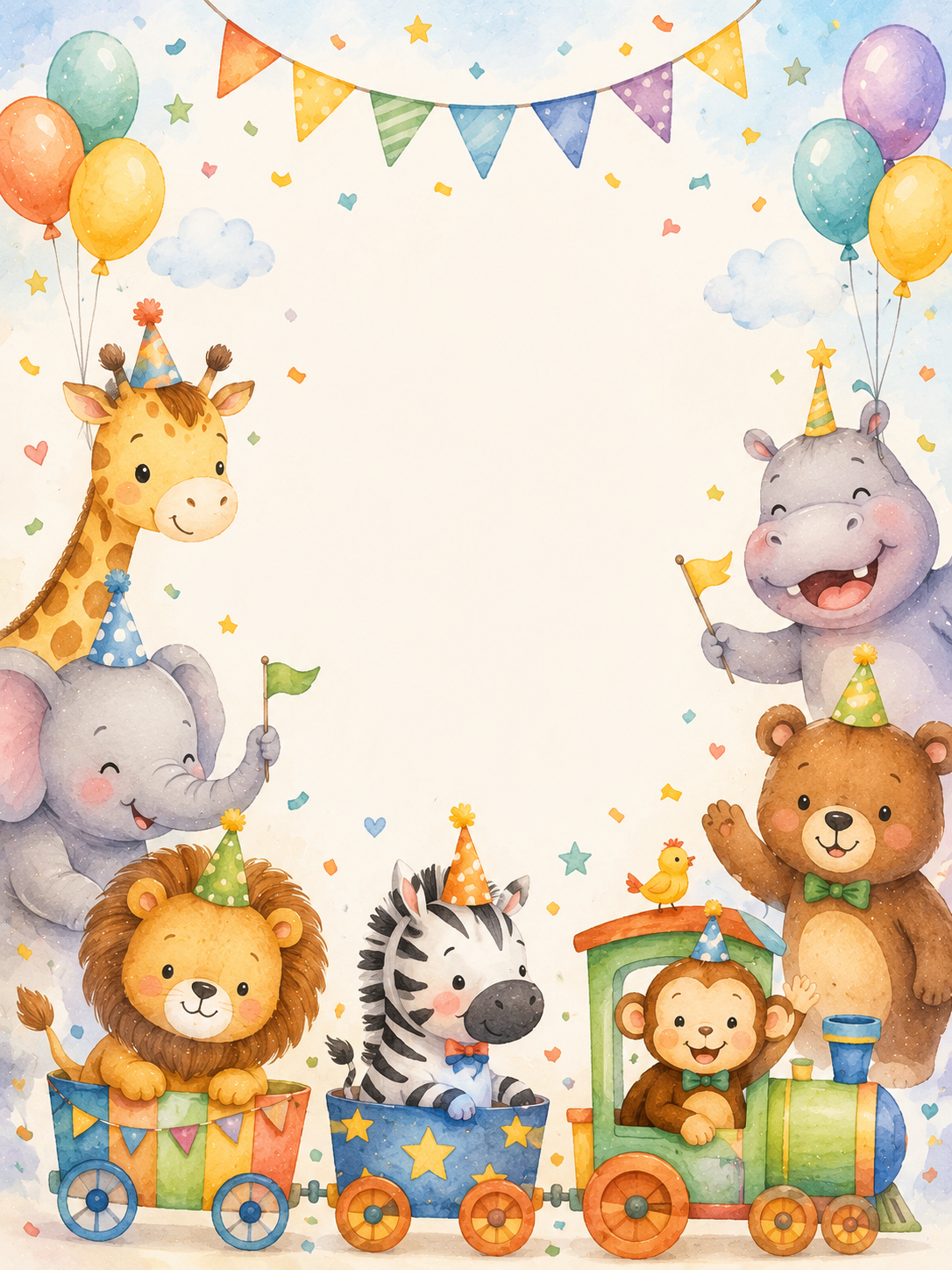 Animal Parade invitation template preview