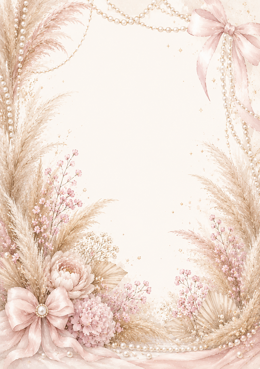 Pampas & Pearls invitation template preview