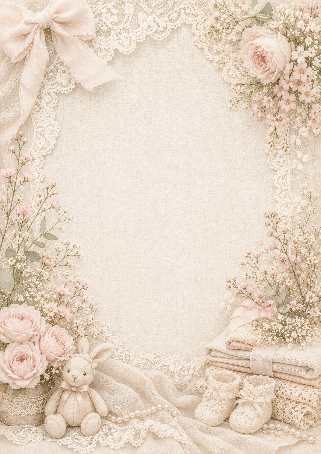 Soft Linen & Lace invitation template preview