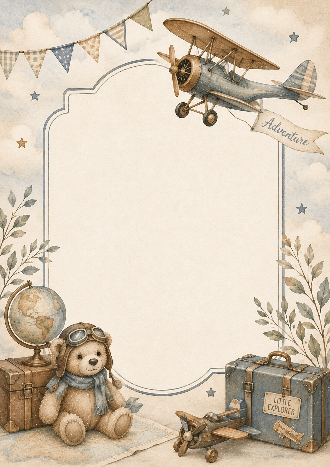 Vintage Plane invitation template preview