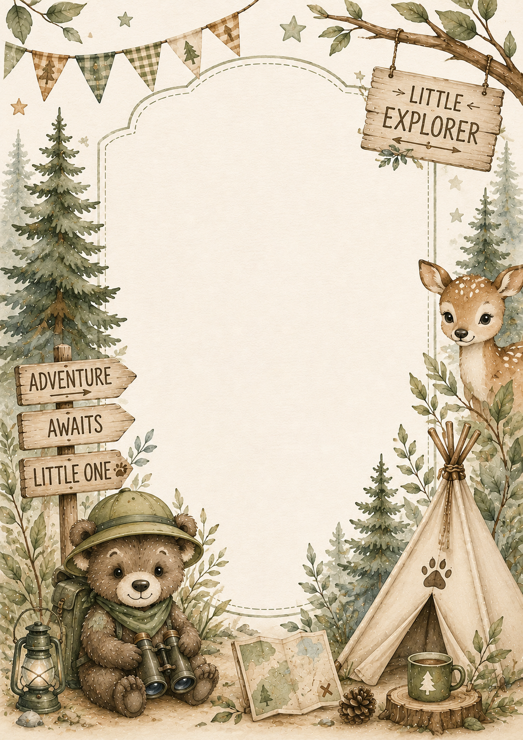 Woodland Explorer invitation template preview