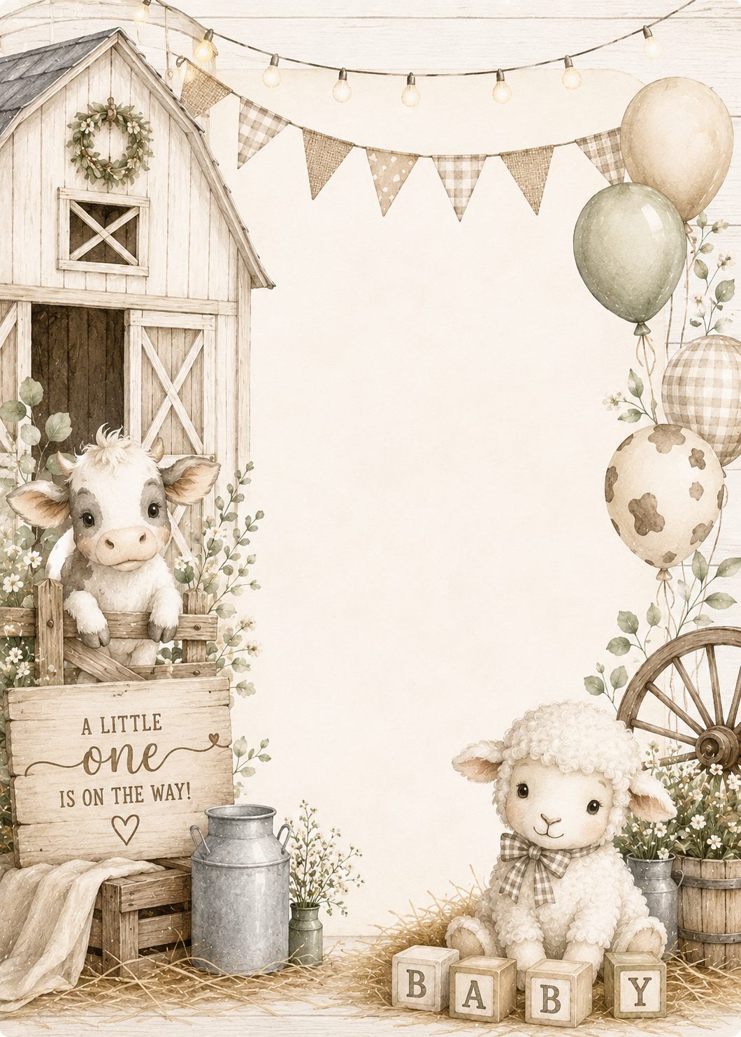 Rustic Barn Baby invitation template preview