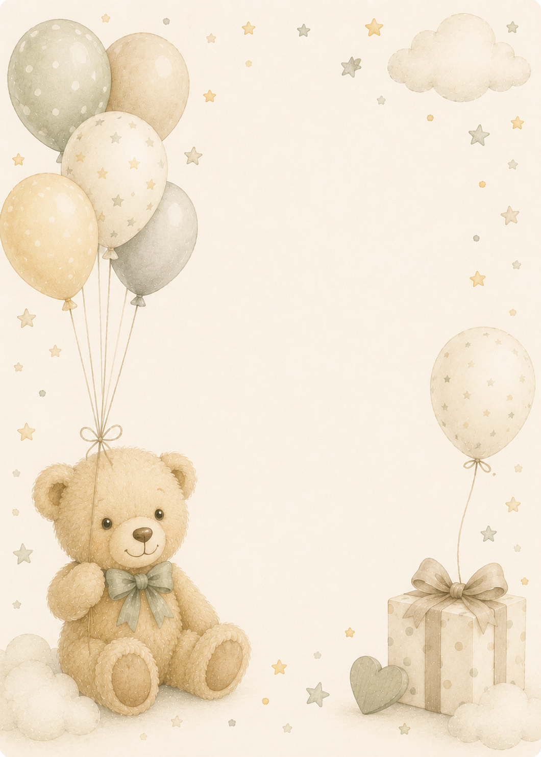 Teddy & Balloons invitation template preview