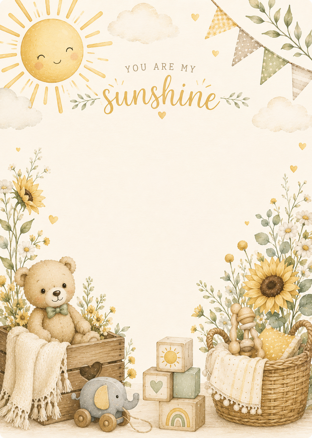You Are My Sunshine invitation template preview