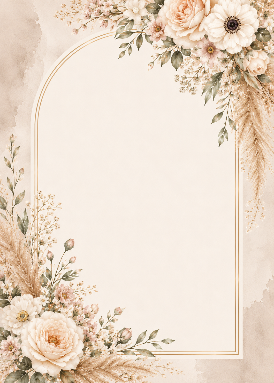 Sepia Blossom invitation template preview