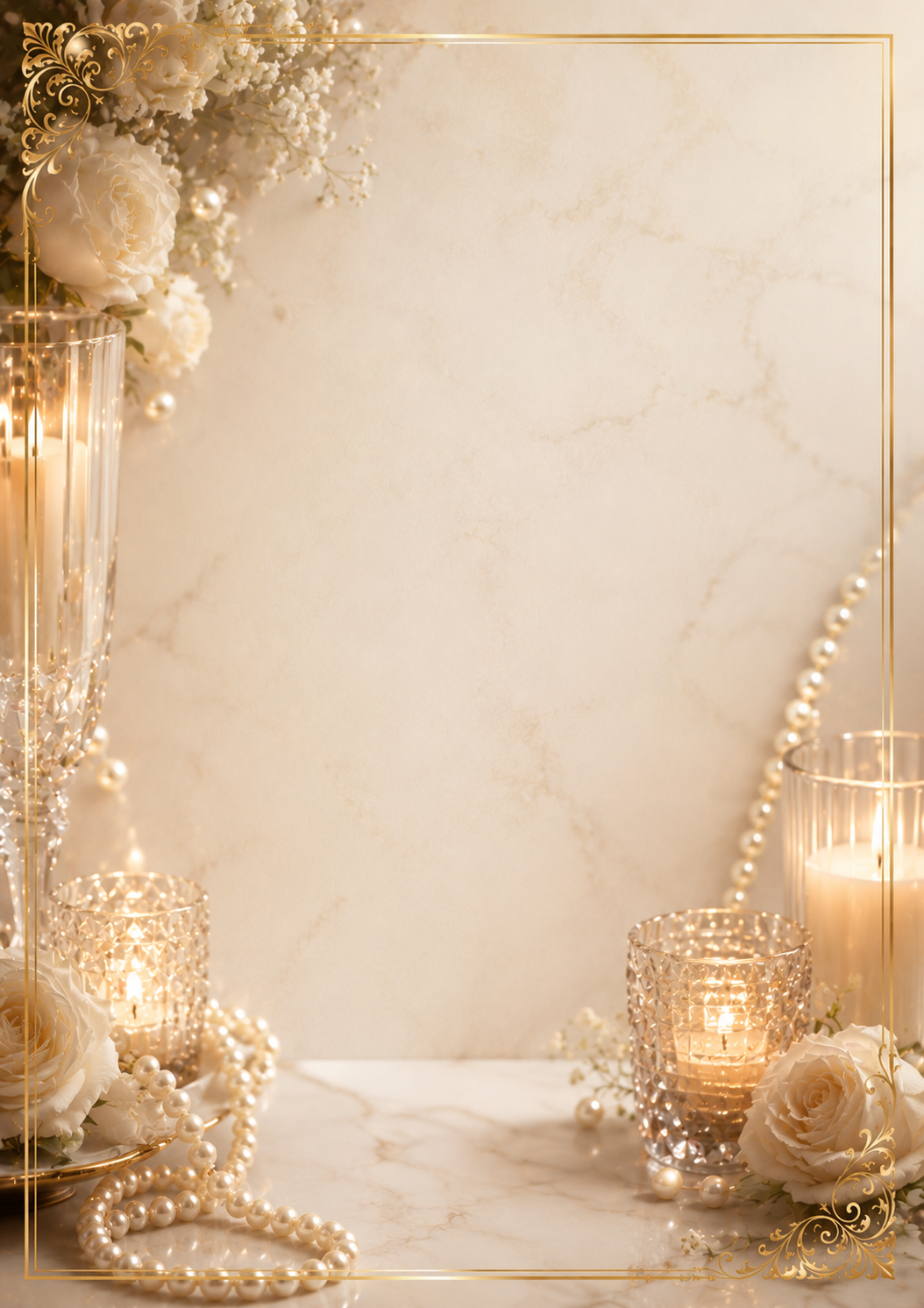 Candlelight & Pearls invitation template