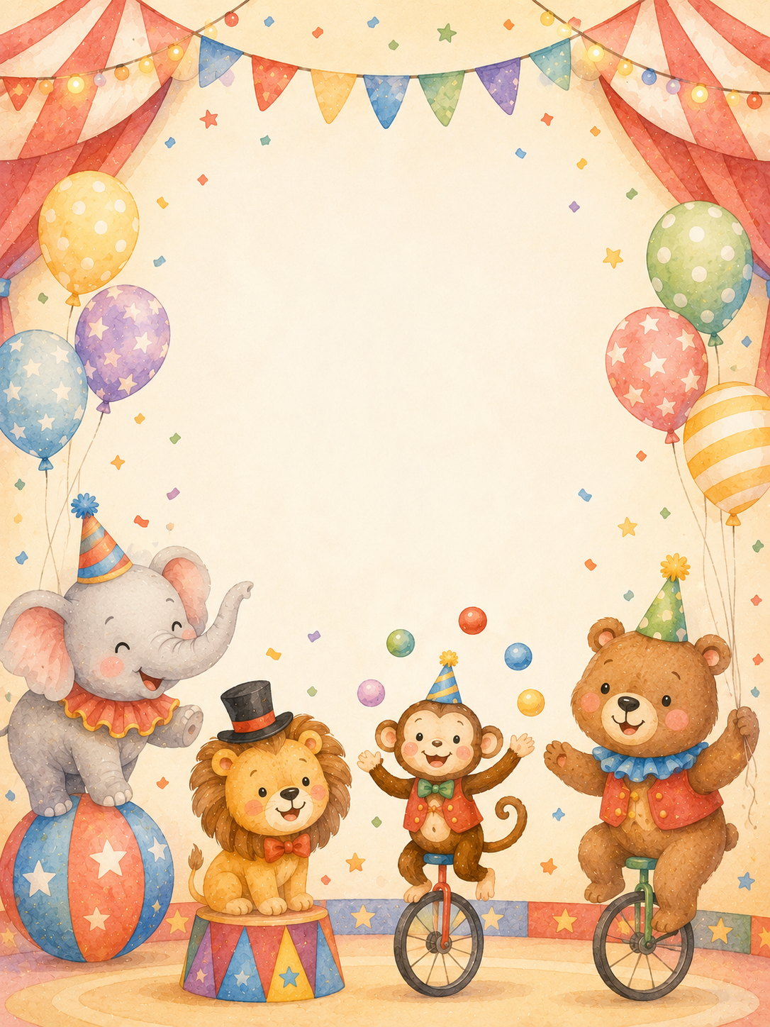 Circus Fun invitation template preview
