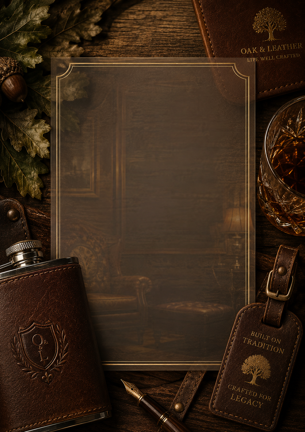 Leather & Oak invitation template preview
