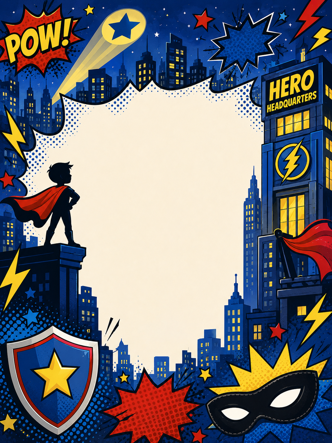 Hero Headquarters invitation template preview