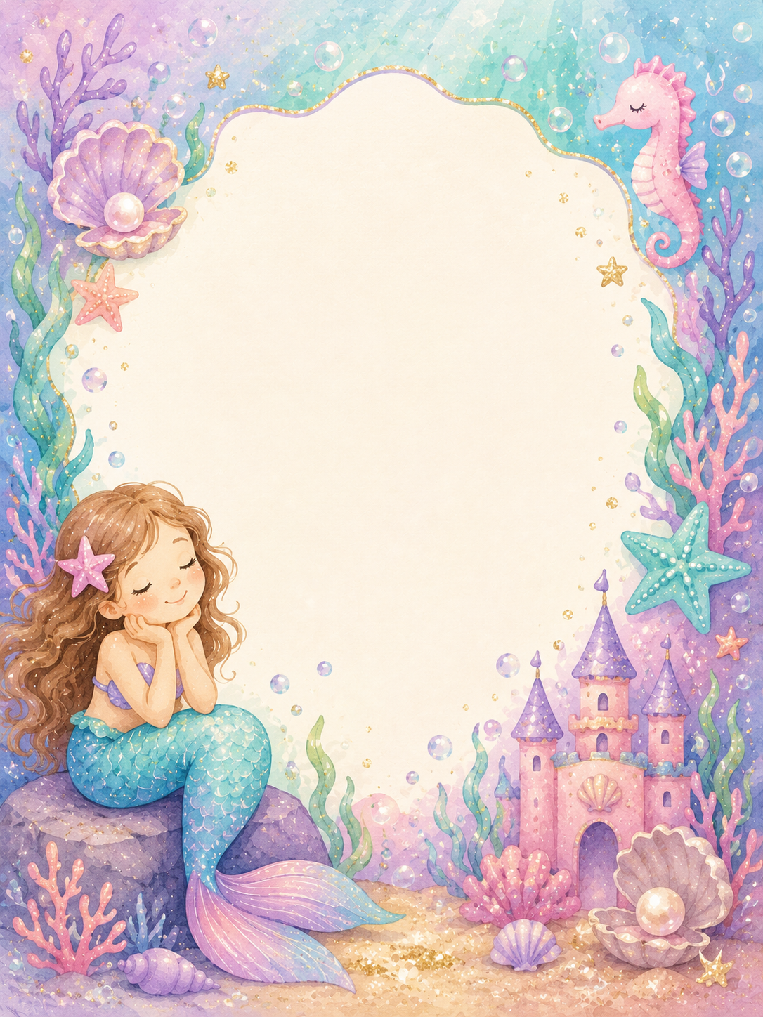 Mermaid Dreams invitation template preview