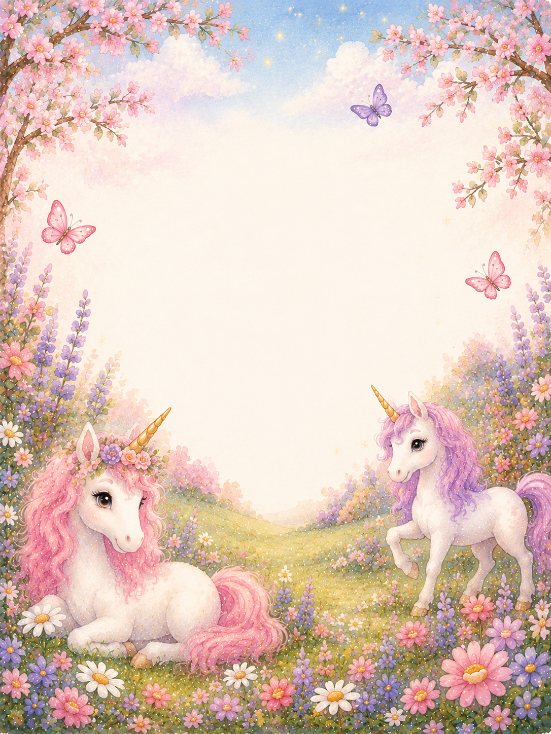 Unicorn Meadow invitation template preview