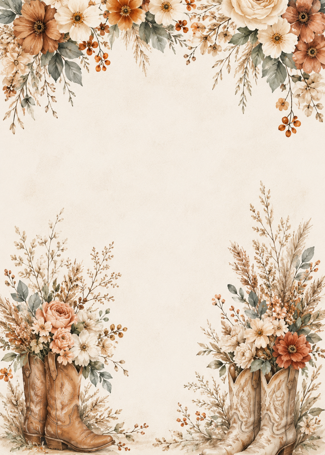 Boots & Blooms invitation template preview