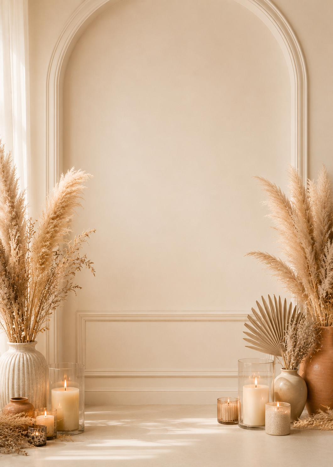 Pampas & Neutral Boho invitation template preview